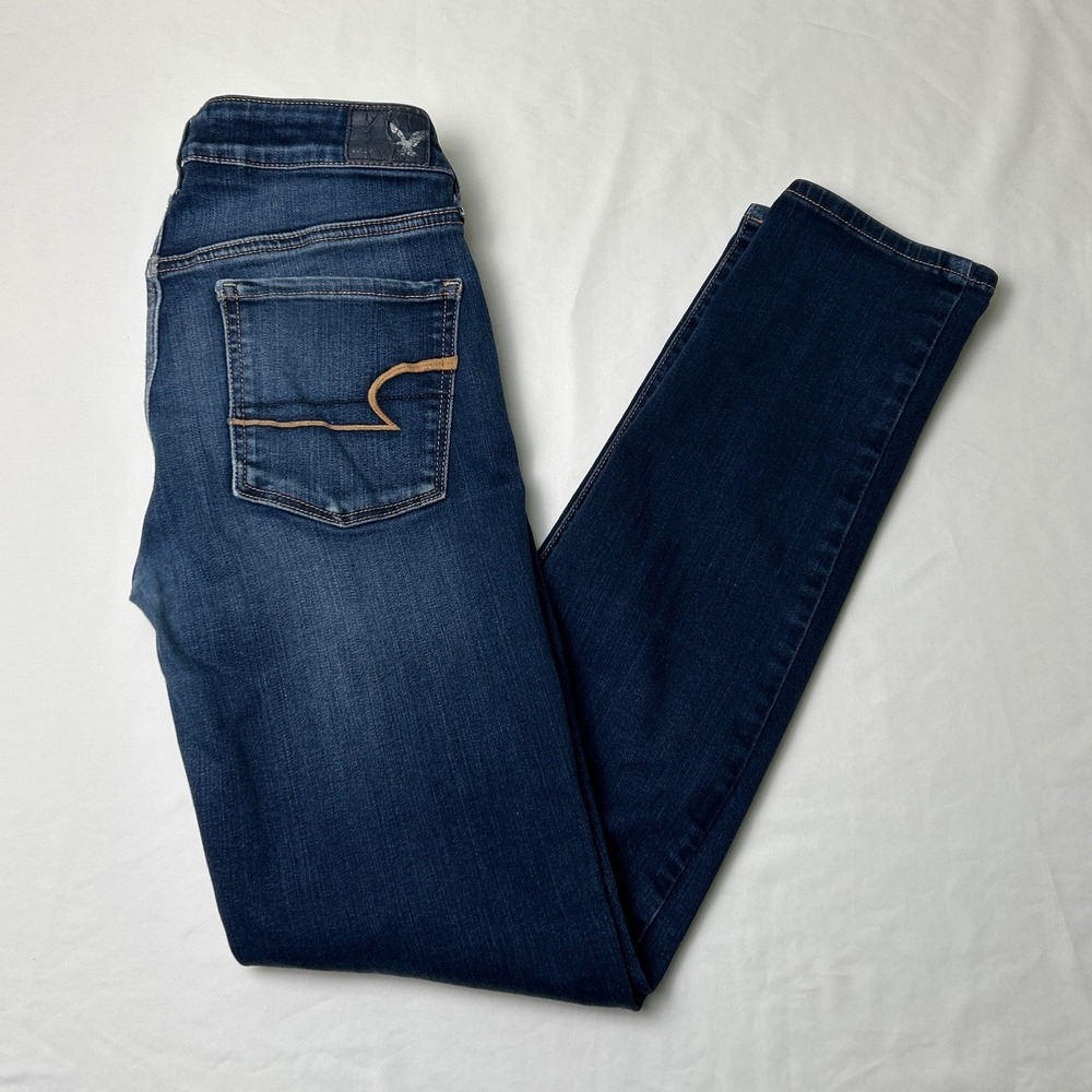 American Eagle Womens Low Rise Super Stretch Skinny Jeans Size 6 Dark Wash Blue